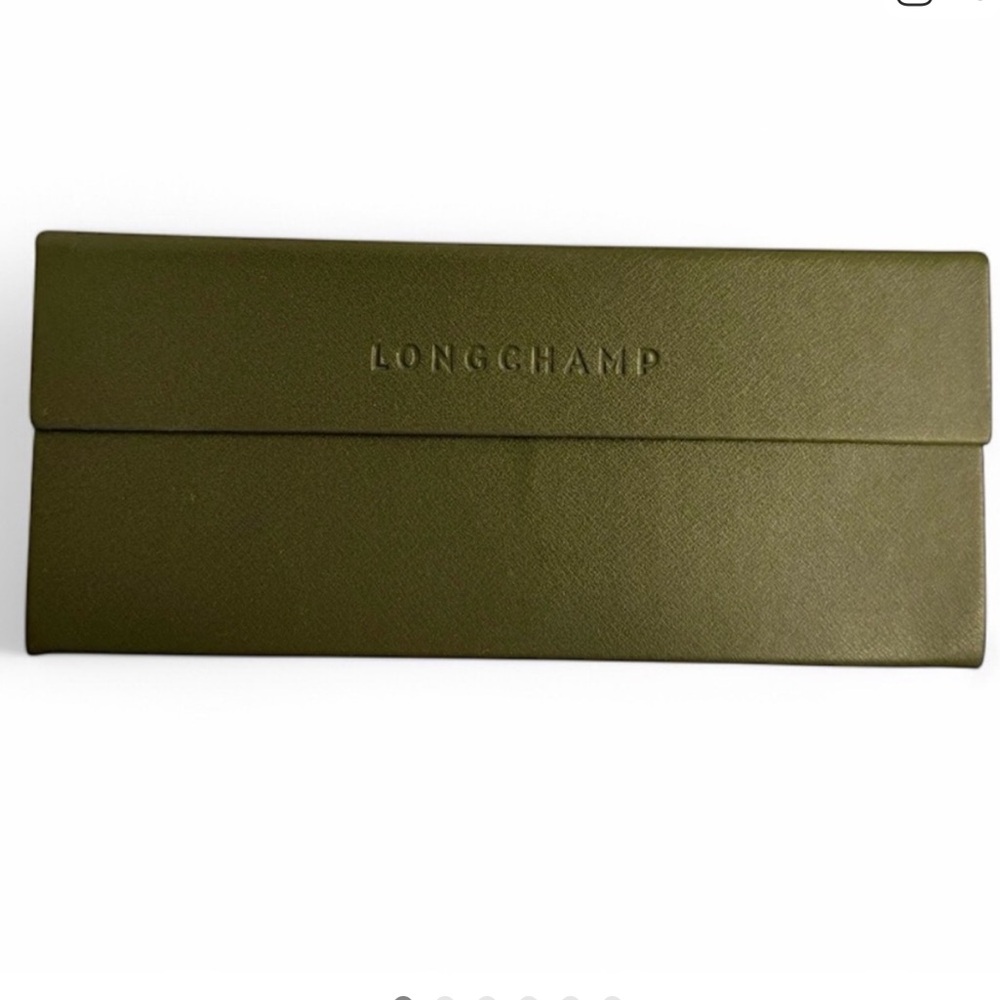 Longchamp Semi-Hard Shell Folding Eyeglasses Glasses Case Olive Green Designer - Picture 2 of 6